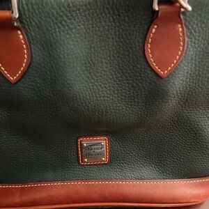 Dooney & Bourke Forest Green and Chestnut Leather Tote